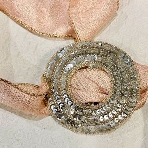 F1-Vintage Silver Sequin and Beads Buckle